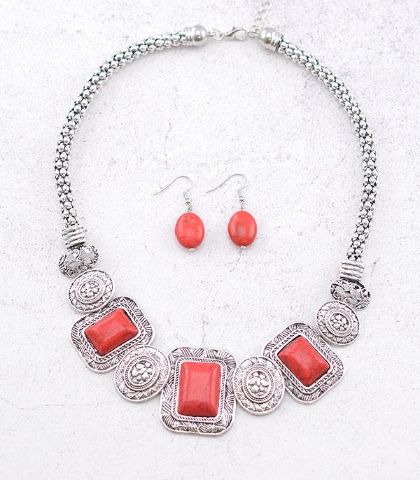 NECKLACES :: WESTERN TREND :: Wholesale Western Semi Stone Necklace Set