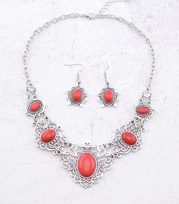 NECKLACES :: WESTERN TREND :: Wholesale Western Semi Stone Necklace Set