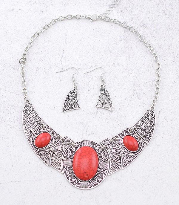 NECKLACES :: WESTERN TREND :: Wholesale Western Semi Stone Necklace Set