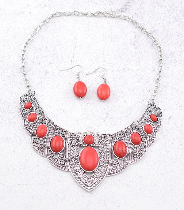 NECKLACES :: WESTERN TREND :: Wholesale Western Semi Stone Necklace Set