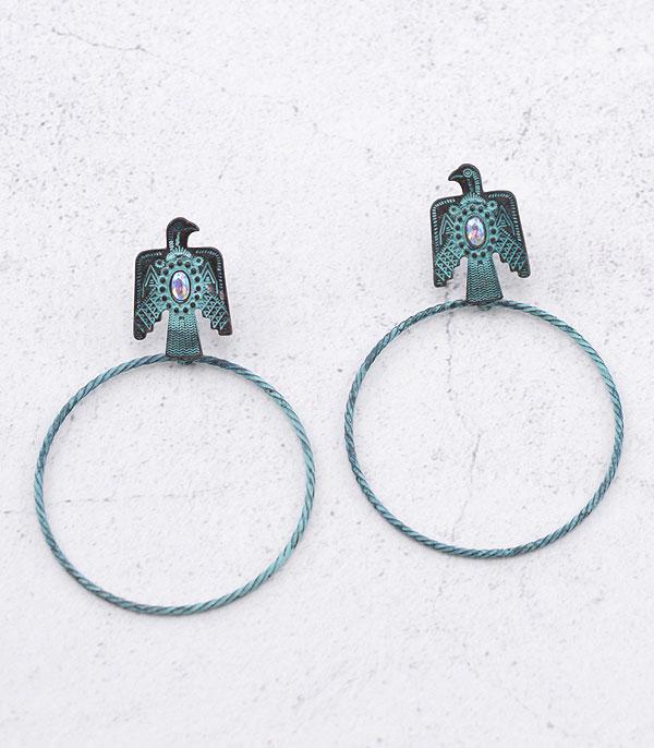 EARRINGS :: WESTERN POST EARRINGS :: Wholesale Thunderbird Post Hoop Earrings