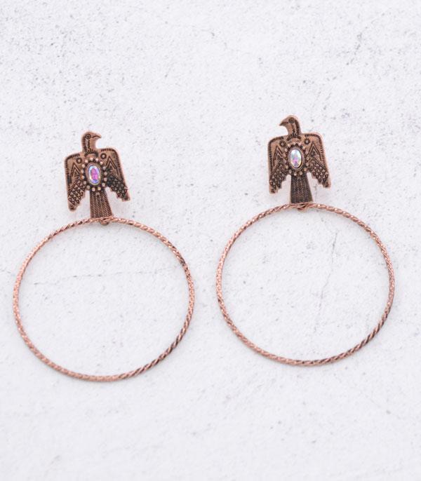 EARRINGS :: WESTERN POST EARRINGS :: Wholesale Western Thunderbird Hoop Earrings