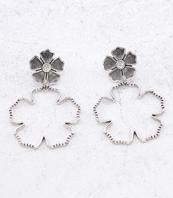 EARRINGS :: TRENDY EARRINGS :: Wholesale Western Flower Post Dangle Earrings