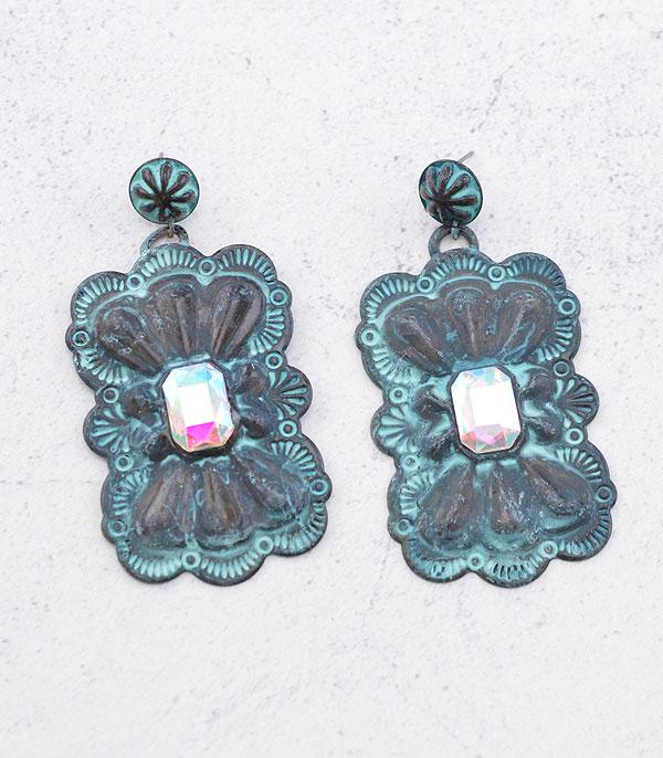 EARRINGS :: WESTERN POST EARRINGS :: Wholesale Western Glass Stone Concho Earrings