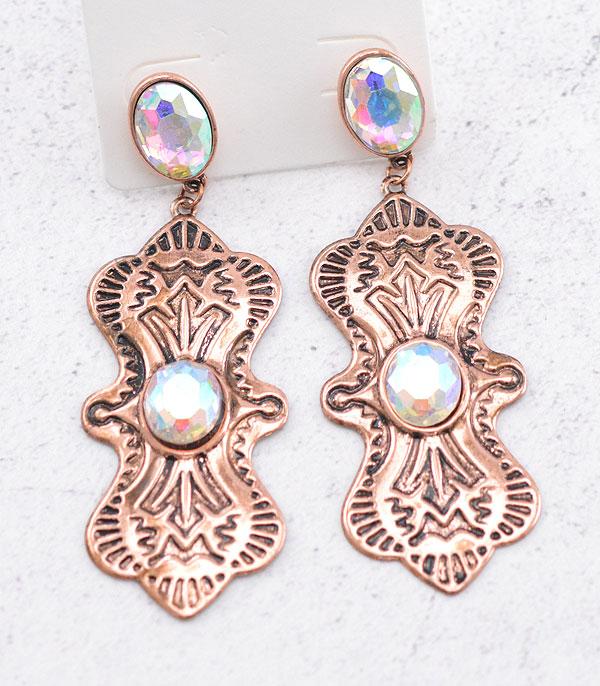 EARRINGS :: WESTERN POST EARRINGS :: Wholesale Western Glass Stone Concho Earrings