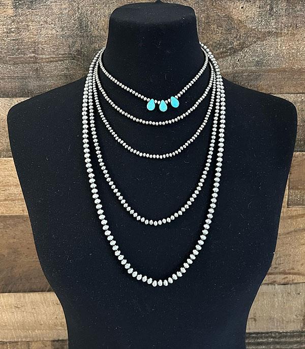 NECKLACES :: WESTERN LONG NECKLACES :: Wholesale Navajo Pearl Bead Layered Necklace