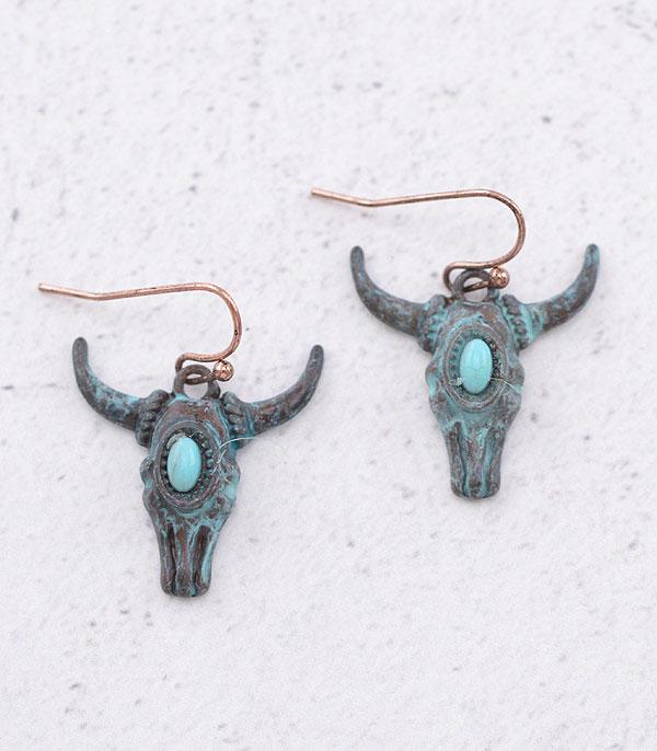 New Arrival :: Wholesale Western Steer Head Dangle Earrings