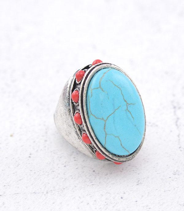 RINGS :: Wholesale Western Turquoise Oval Stone Ring