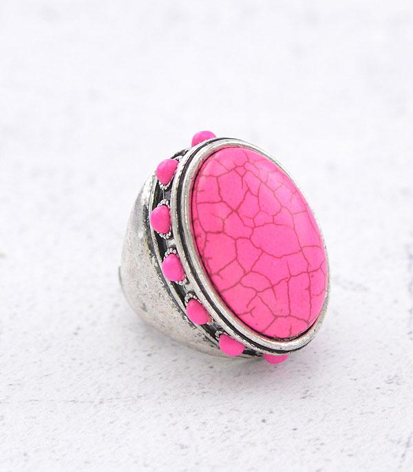 RINGS :: Wholesale Western Pink Semi Stone Oval Ring