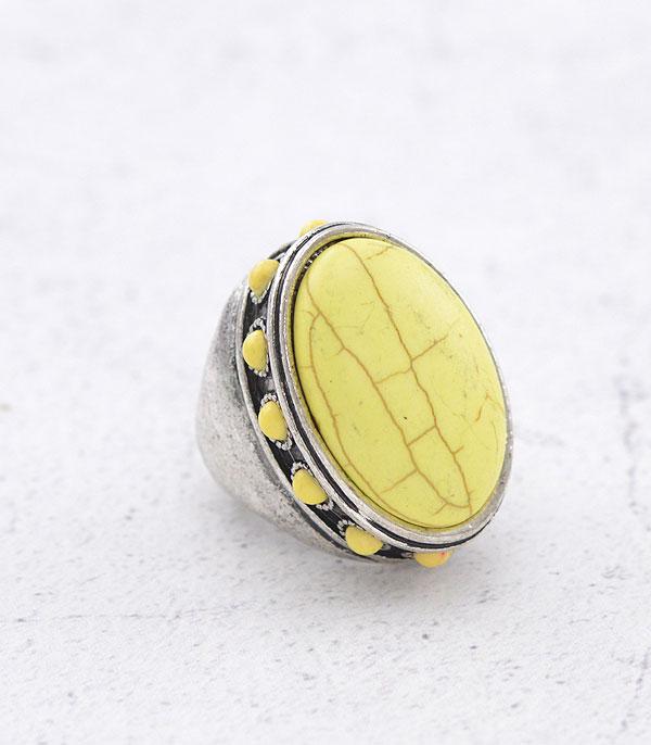 RINGS :: Wholesale Western Yellow Semi Stone Oval Ring