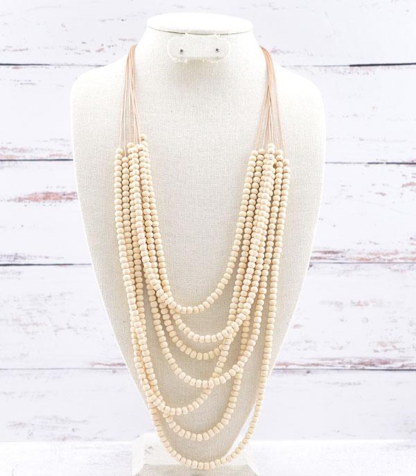 NECKLACES :: WESTERN LONG NECKLACES :: Wholesale Multi Strand Wooden Bead Necklace