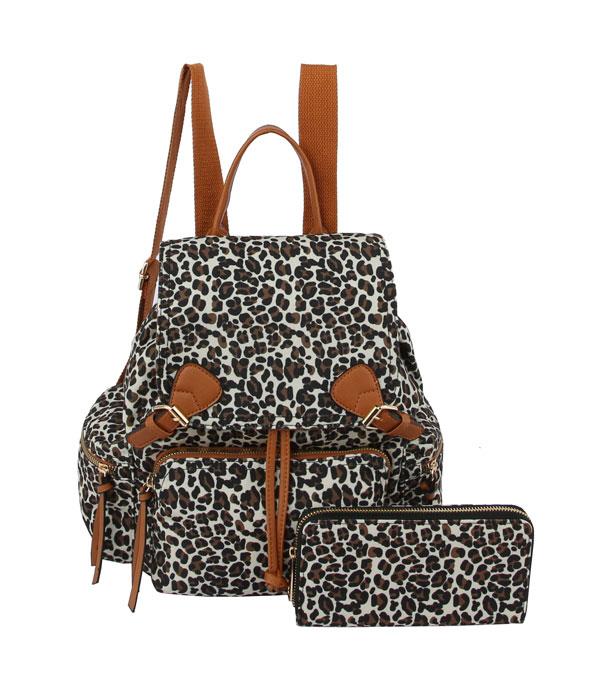 New Arrival :: Wholesale 2 In 1 Leopard Print Backpack