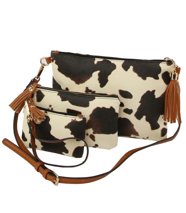 New Arrival :: Wholesale 3 In 1 Cow Print Crossbody Set Bag