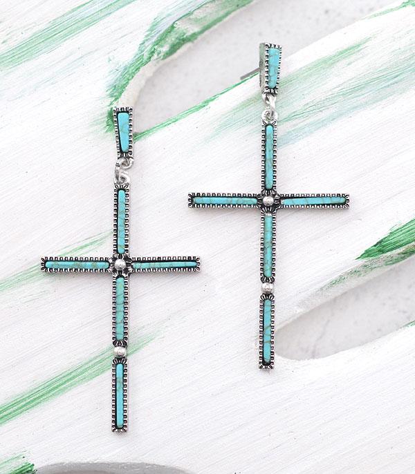 New Arrival :: Wholesale Tipi Turquoise Cross Earrings