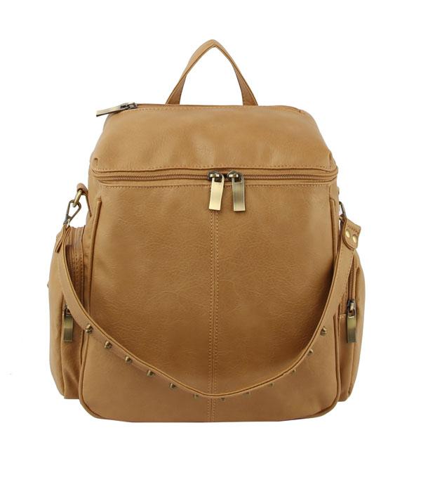 HANDBAGS :: BACKPACK l SLING BAG :: Wholesale Soft Faux Leather Everday Backpack 