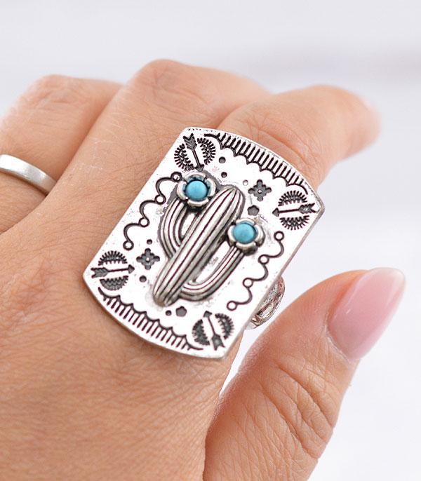 RINGS :: Wholesale Western Turquoise Cactus Ring