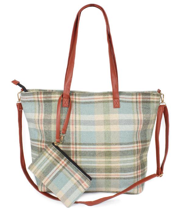 HANDBAGS :: FASHION :: Wholesale 2 In 1 Checkered Print Tote