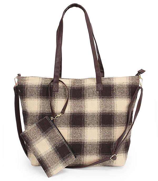 HANDBAGS :: FASHION :: Wholesale 2 In 1 Checkered Print Tote