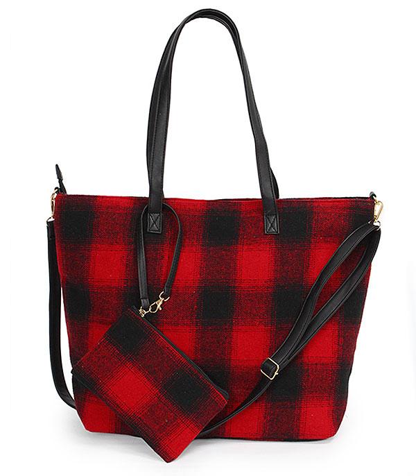 HANDBAGS :: FASHION :: Wholesale 2 In 1 Checkered Print Tote