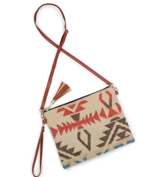 New Arrival :: Wholesale Aztec Pattern Crossbody Wristlet Bag