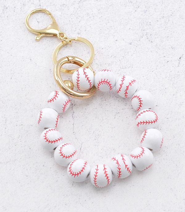 New Arrival :: Wholesale Baseball Bead Wristlet Keychain