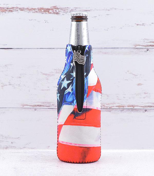 <font color=RED>RED,WHITE, AND BLUE</font> :: Wholesale Tipi Us Flag Print Bottle Sleeve