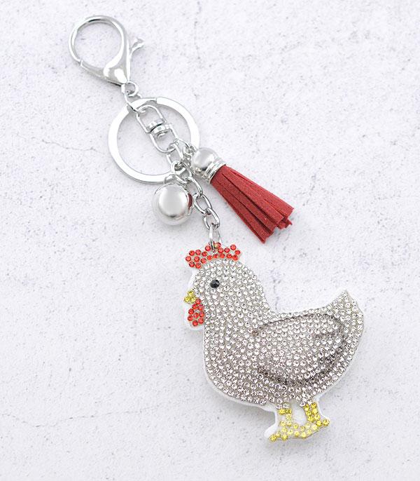 New Arrival :: Wholesale Rhinestone Farm Animal Chicken Keychain