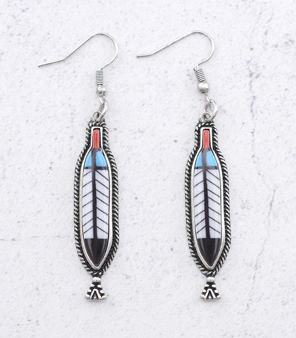 New Arrival :: Wholesale Tipi Western Feather Earrings