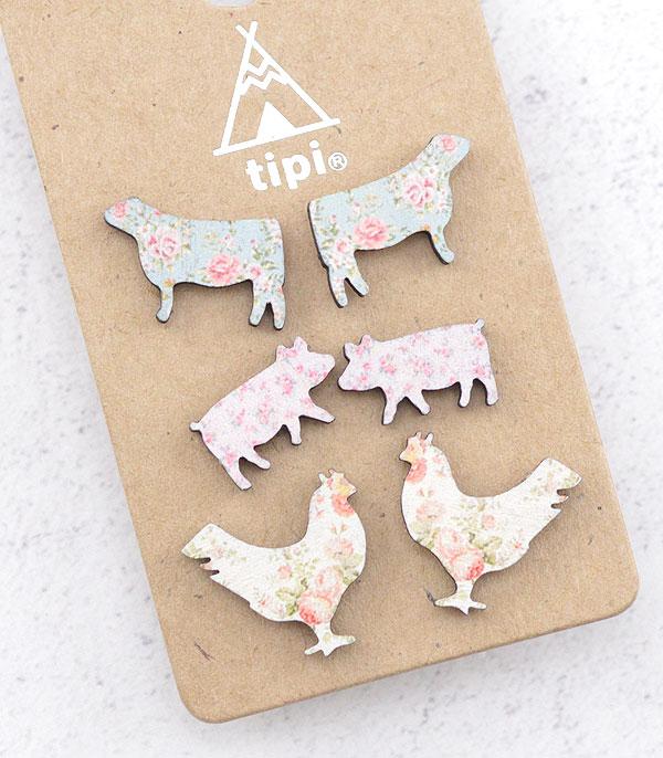 New Arrival :: Wholesale Tipi Farm Animal 3PC Earrings