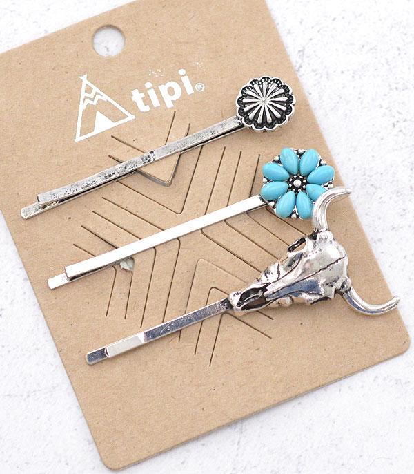 New Arrival :: Wholesale Tipi Western Turquoise Bobby Pin Set