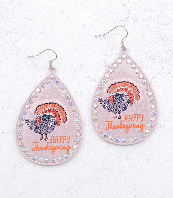 <font color=GREEN>HOLIDAYS</font> :: JEWELRY I BAGS :: Wholesale Happy Thanksgiving Turkey Earrings