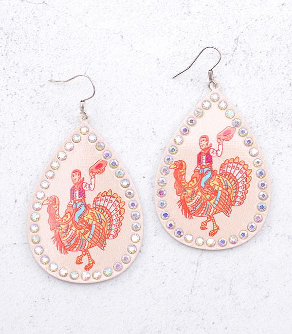 <font color=GREEN>HOLIDAYS</font> :: JEWELRY I BAGS :: Wholesale Western Cowboy Turkey Teardorp Earrings