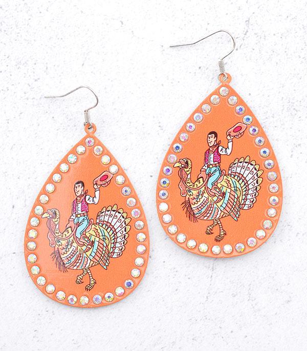 <font color=GREEN>HOLIDAYS</font> :: JEWELRY I BAGS :: Wholesale Western Cowboy Turkey Teardorp Earrings