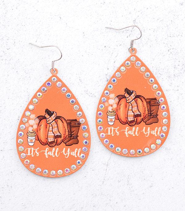 <font color=GREEN>HOLIDAYS</font> :: JEWELRY I BAGS :: Wholesale Its Fall Yall Teardrop Earrings