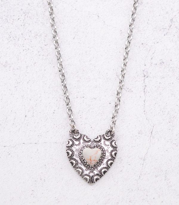 NECKLACES :: CHAIN WITH PENDANT :: Wholesale Western Semi Stone Heart Necklace