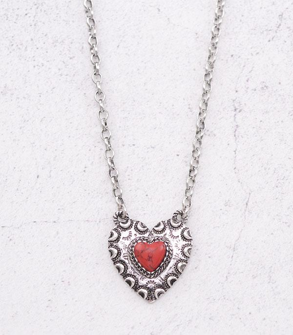 New Arrival :: Wholesale Western Semi Stone Heart Necklace