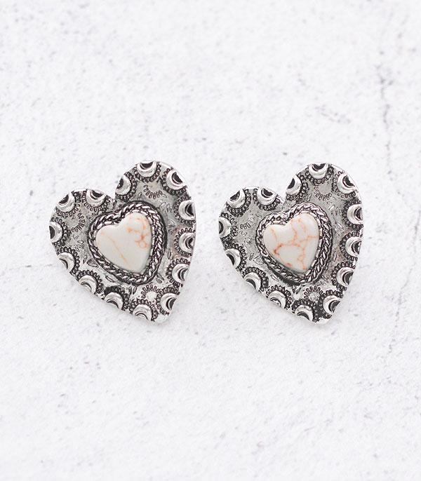 EARRINGS :: WESTERN POST EARRINGS :: Wholesale Western Heart Concho Earrings