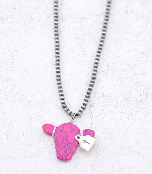 New Arrival :: Wholesale Turquoise Semi Stone Cow Necklace