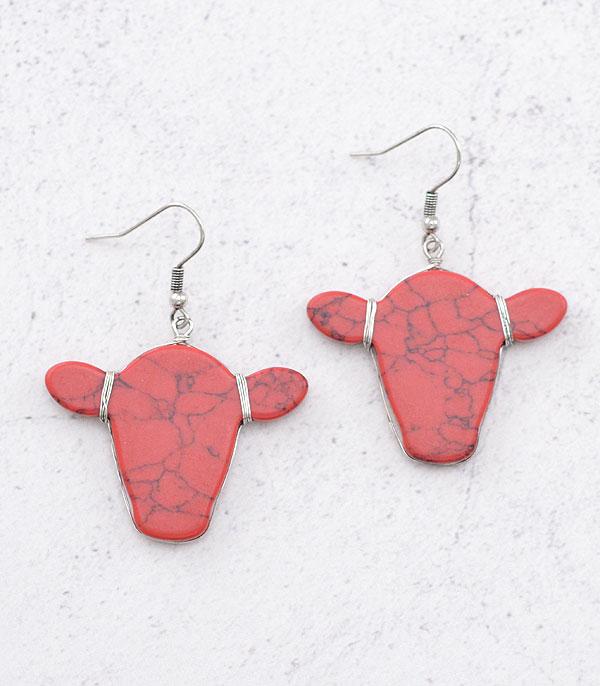 New Arrival :: Wholesale Semi Stone Cow Earrings