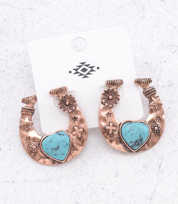 New Arrival :: Wholesale Western Turquoise Horseshoe Earrings
