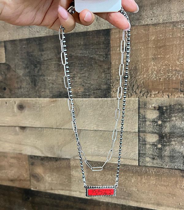 New Arrival :: Wholesale Western Stone Bar Chain Necklace