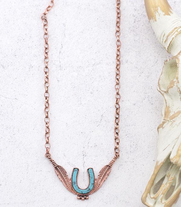 NECKLACES :: CHAIN WITH PENDANT :: Wholesale Western Turquoise Horseshoe Necklace