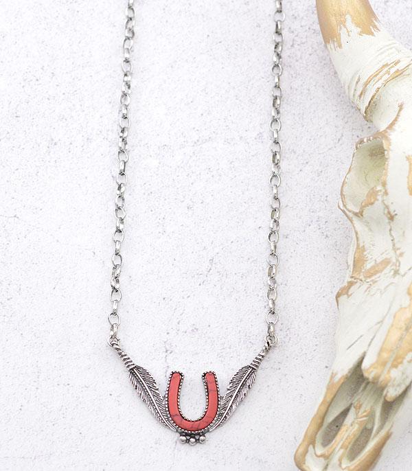 NECKLACES :: CHAIN WITH PENDANT :: Wholesale Western Turquoise Horseshoe Necklace