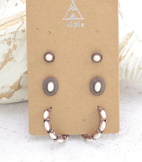 New Arrival :: Wholesale Tipi Western 3PC Set Earrings