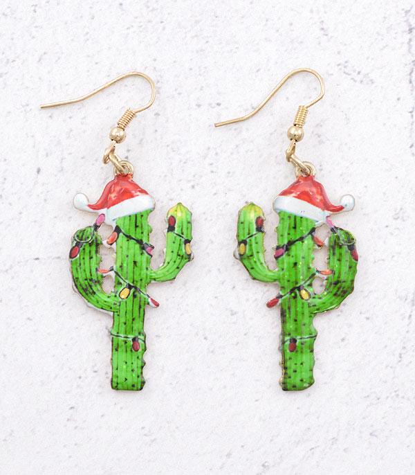 New Arrival :: Wholesale Christmas Cactus Earrings