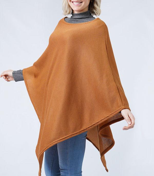 <font color=RED>PONCHOS SALE</font> :: Wholesale Solid Color Jersey Fall Winter Poncho