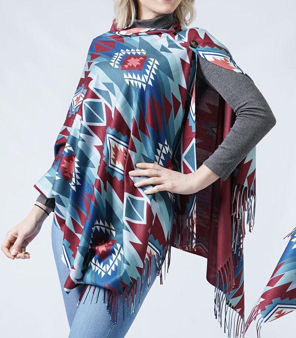 New Arrival :: Wholesale Western Aztec Pattern Double Sided Shawl