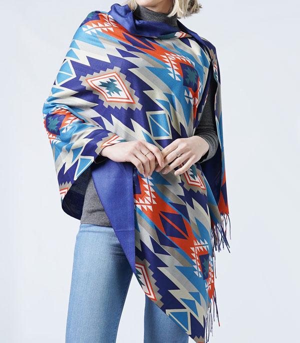 New Arrival :: Wholesale Aztec Pattern Double Sided Shawl