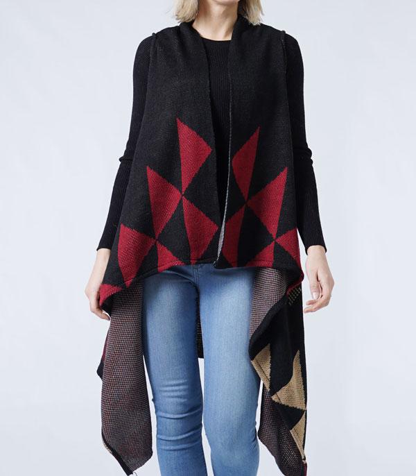 KIMONO I SCARVES :: VEST/ CARDIGAN :: Wholesale Western Aztec Pattern Knit Vest