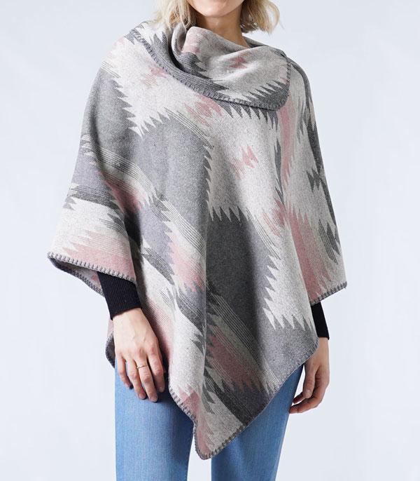 KIMONO I SCARVES :: KIMONO / PONCHO :: Wholesale Western Aztec Pattern Poncho